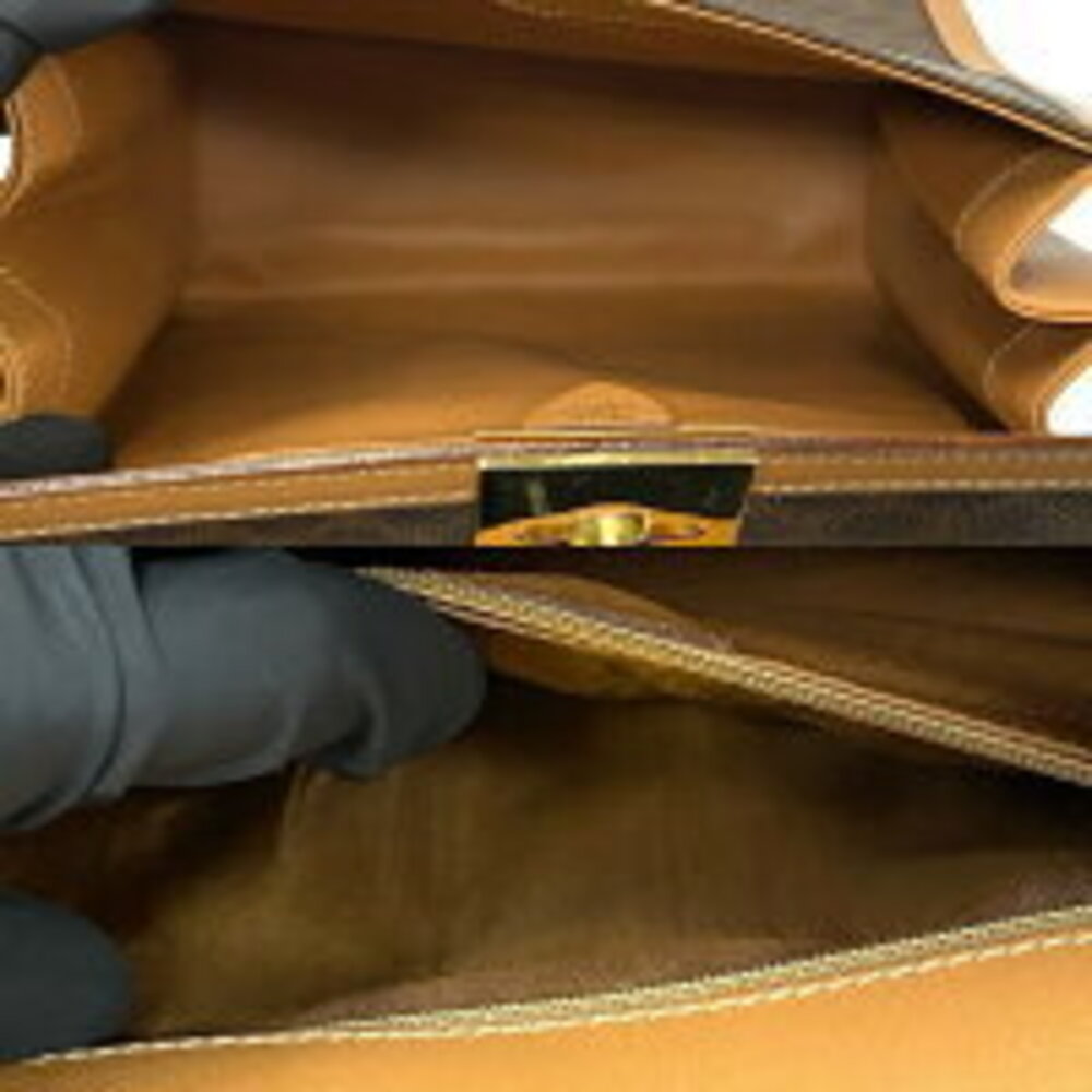 CELINE Macadam Blazon Triomphe logo ring leather handbag shoulder bag brown - Picture 9 of 10